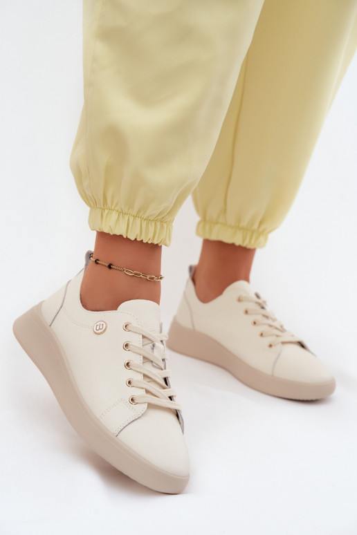 Leather Women's Loafers Vinceza 41508 Light Beige