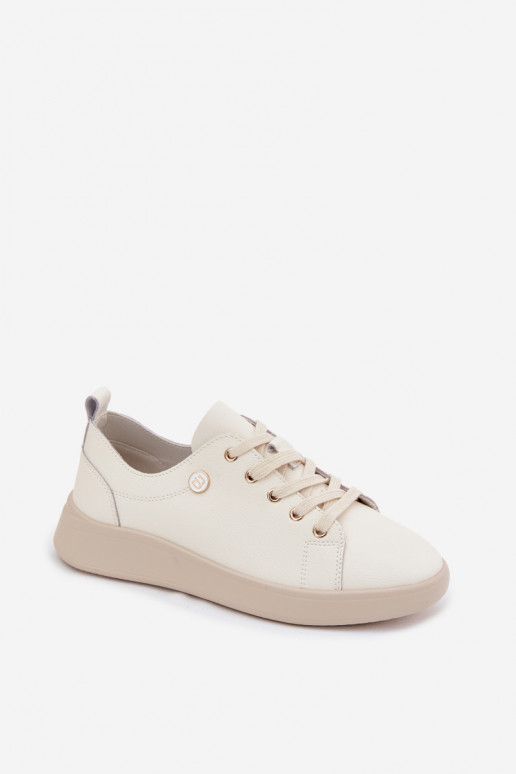 Leather Women's Loafers Vinceza 41508 Light Beige