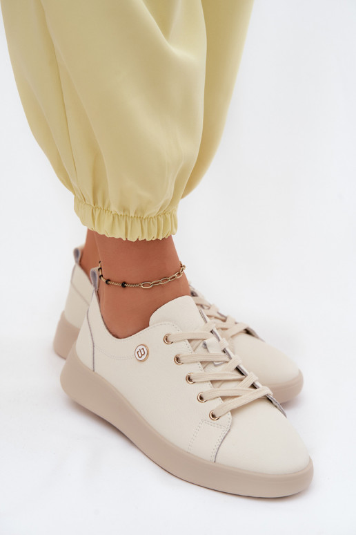 Leather Women's Loafers Vinceza 41508 Light Beige