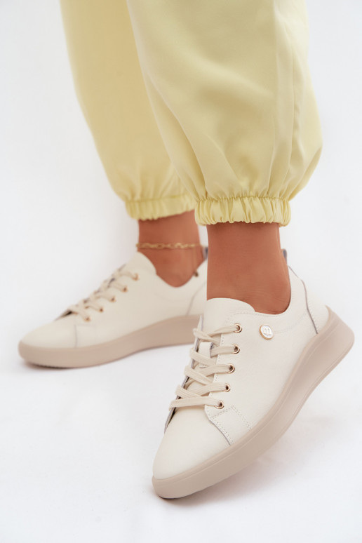 Leather Women's Loafers Vinceza 41508 Light Beige