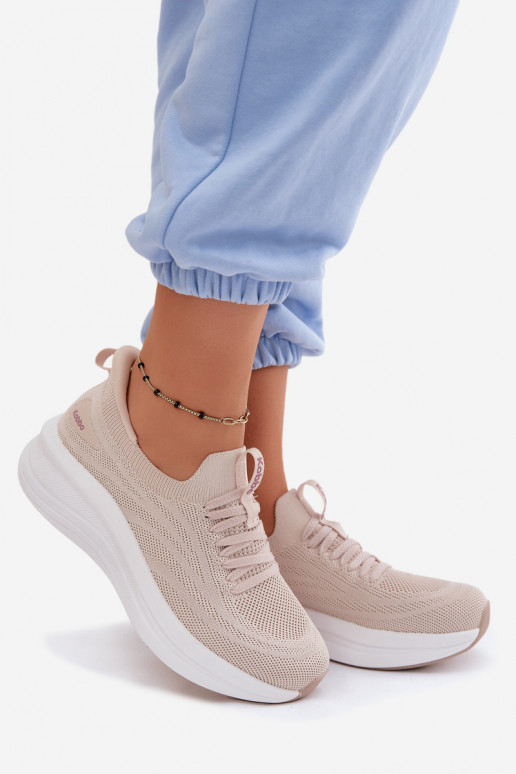 Material Sports Shoes Women's Slip-On Sneakers Kobbo 102425 Beige