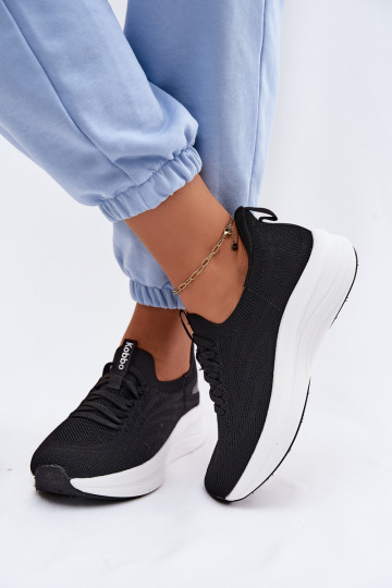 Material Sports Shoes Women's Sneakers Slip-On Kobbo 102425 Black