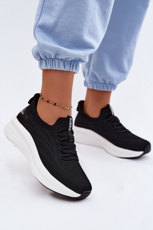 Materiałowe Buty Sportowe Sneakersy Damskie Wsuwane Kobbo 102425 Czarne