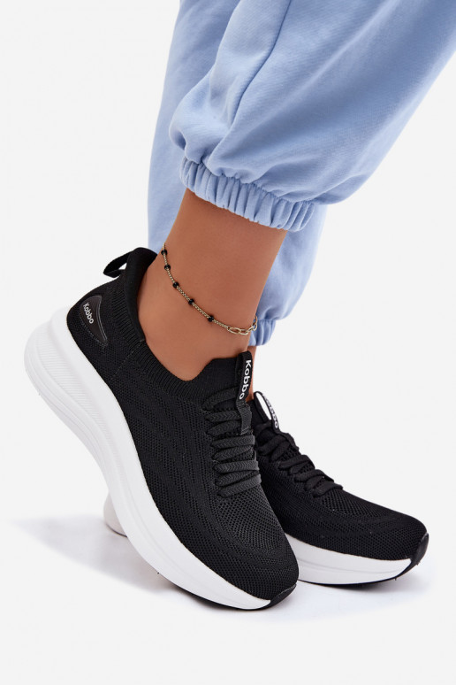 Materiałowe Buty Sportowe Sneakersy Damskie Wsuwane Kobbo 102425 Czarne