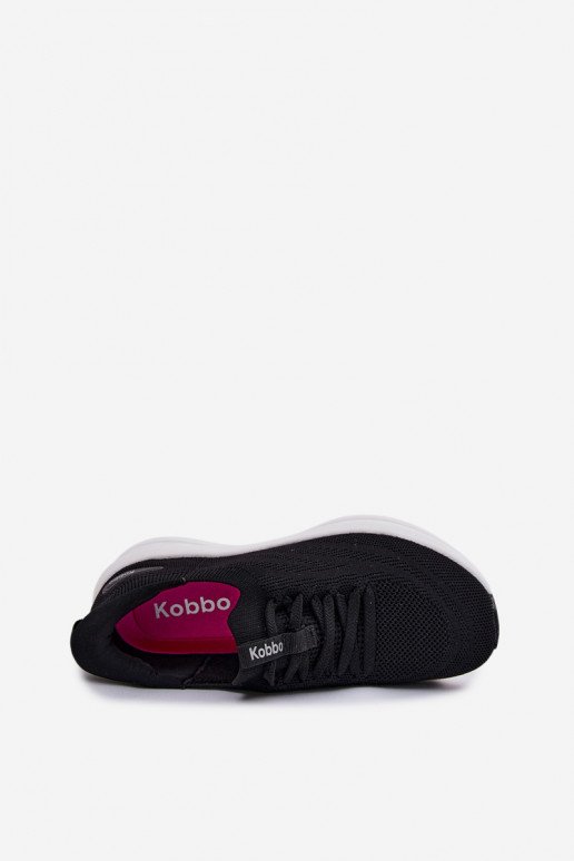 Material Sports Shoes Women's Sneakers Slip-On Kobbo 102425 Black