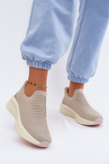 Women's Slip-On Sneakers Fabric Kobbo 102424 Beige