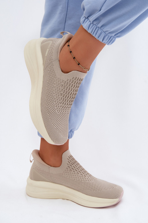 Wsuwane Sneakersy Damskie Materiałowe Kobbo 102424 Beżowe