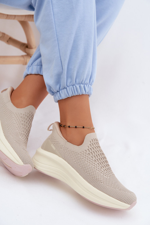 Women's Slip-On Sneakers Fabric Kobbo 102424 Beige