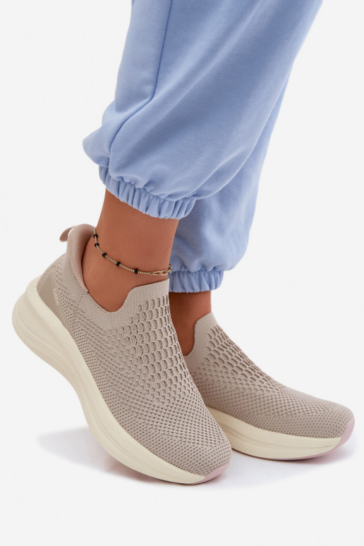 Wsuwane Sneakersy Damskie Materiałowe Kobbo 102424 Beżowe