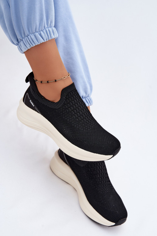 Wsuwane Sneakersy Damskie Materiałowe Kobbo 102424 Czarne
