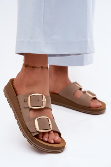 Leather Slides With Straps Maciejka P7537-04 Beige 2