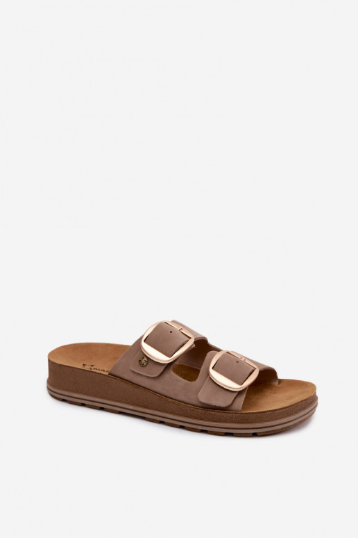 Leather Slides With Straps Maciejka P7537-04 Beige