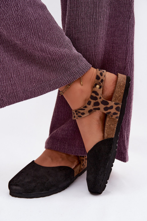 Leather Suede Women's Sandals With Closed Toes Maciejka H7365-01 Black