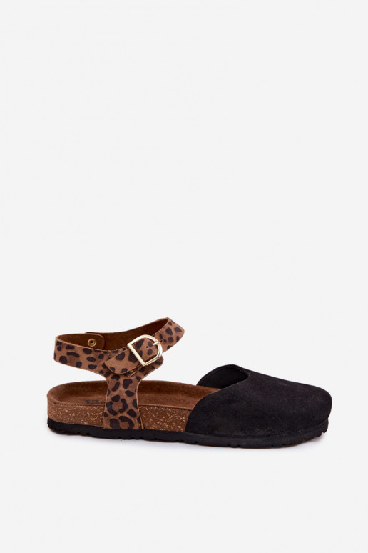 Leather Suede Women's Sandals With Closed Toes Maciejka H7365-01 Black