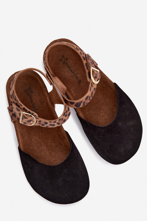 Leather Suede Women's Sandals With Closed Toes Maciejka H7365-01 Black