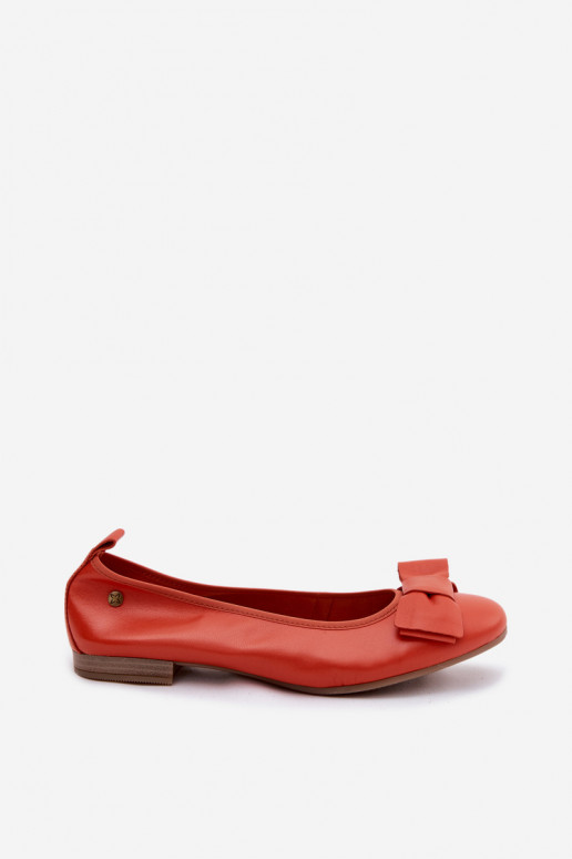 Leather Ballerinas with Bow Maciejka P6802-18 Orange