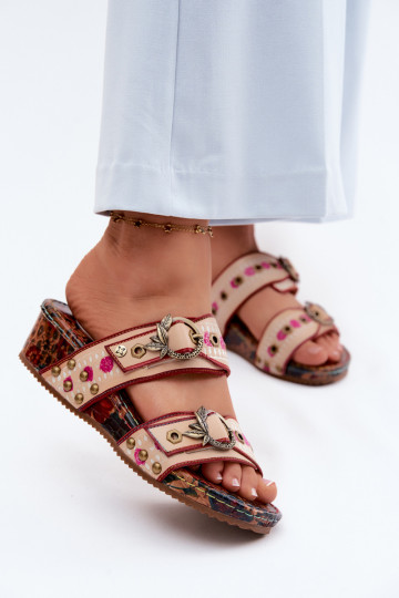 Leather Patterned Women's Platform Sandals Maciejka K7406-04 Multicolor 2