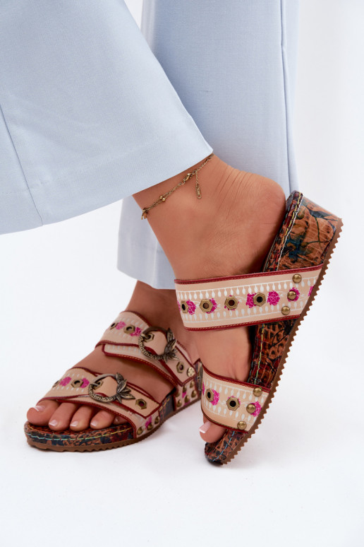 Leather Patterned Women's Platform Sandals Maciejka K7406-04 Multicolor