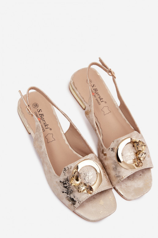 Women's Flat Sandals With Embellishment S.Barski KV61-6024 Gold