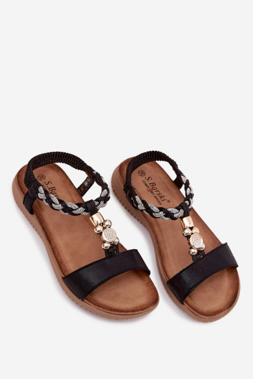 Women's Flat Black Sandals S.Barski KV61-6051