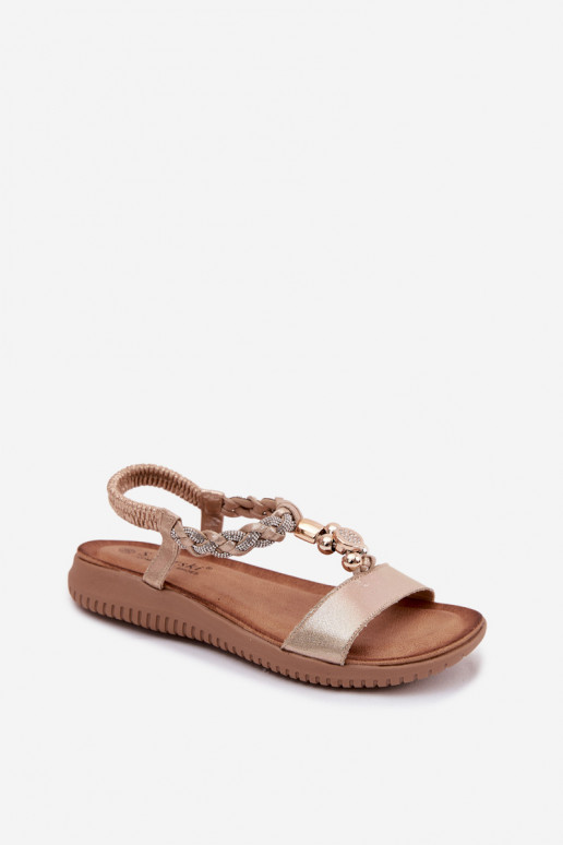Płaskie sandały dla kobiet w kolorze złotym