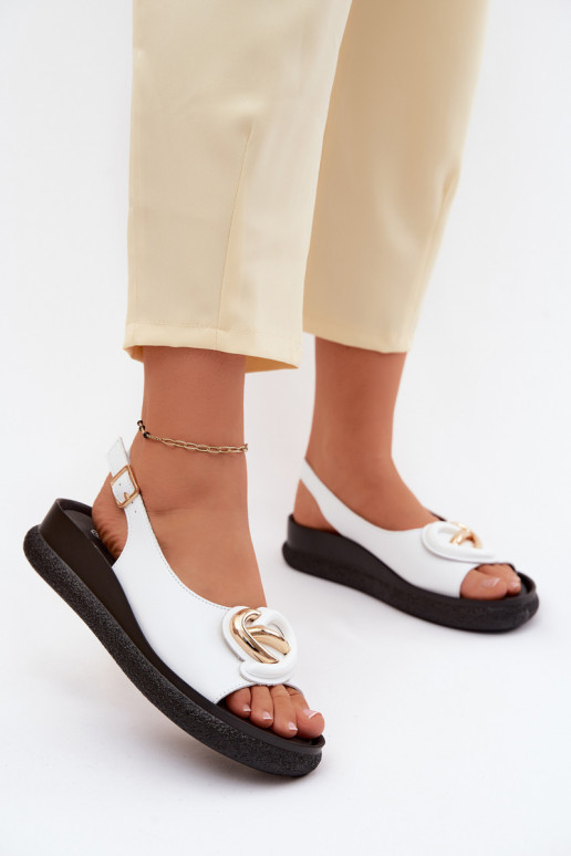 Leather Platform Sandals With Embellishment S.Barski KV61-6047 White