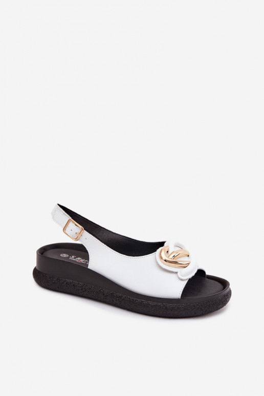 Leather Platform Sandals With Embellishment S.Barski KV61-6047 White