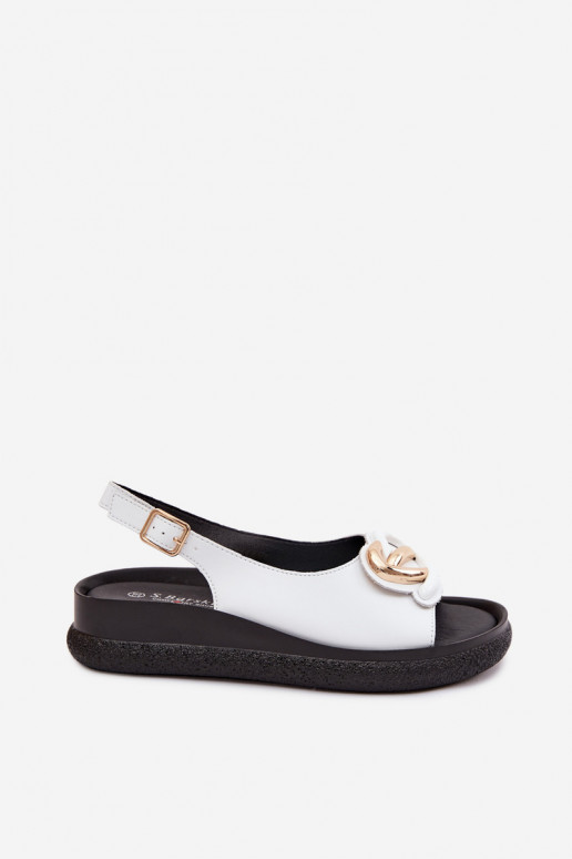Leather Platform Sandals With Embellishment S.Barski KV61-6047 White