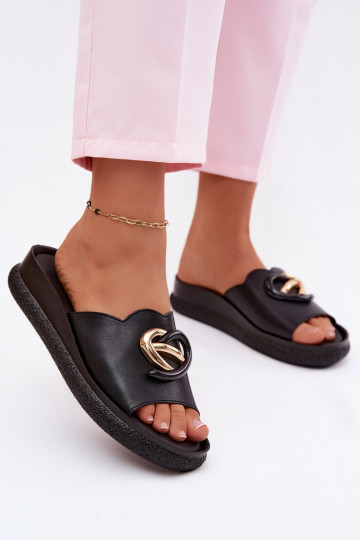 Leather Sandals With Decorative Detail S.Barski KV61-6046 Black 2