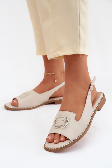 Women's sandals with wide heels S.Barski KV61-6076 sand color