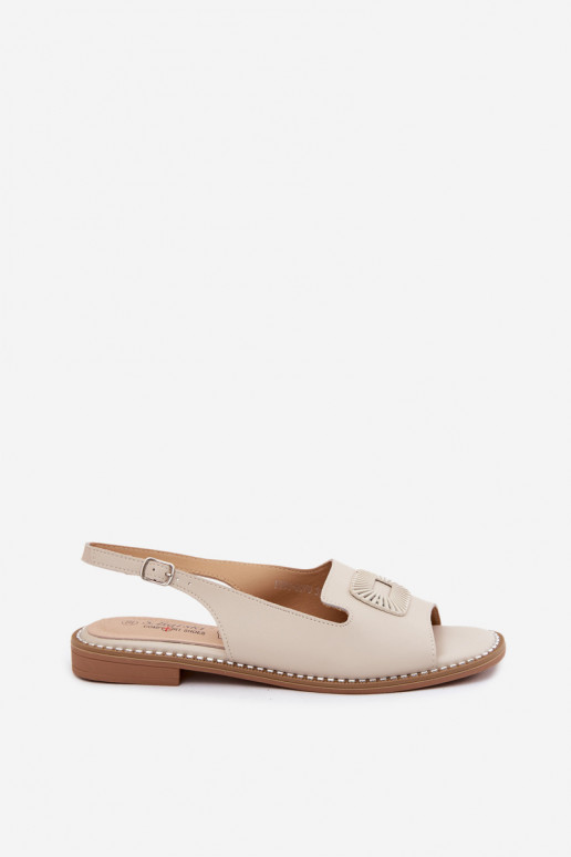 Women's sandals with wide heels S.Barski KV61-6076 sand color