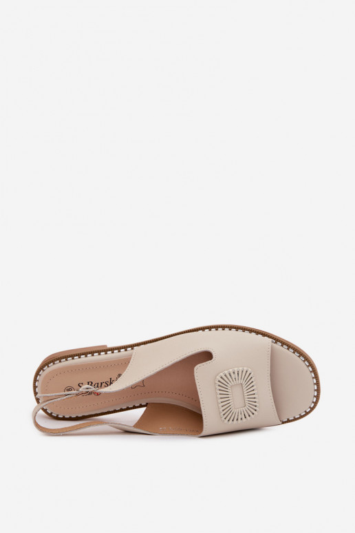 Women's sandals with wide heels S.Barski KV61-6076 sand color