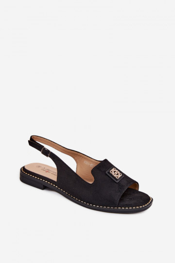 Women's Flat-heeled Sandals With Decorative Detail S.Barski KV61-6015 Black 2