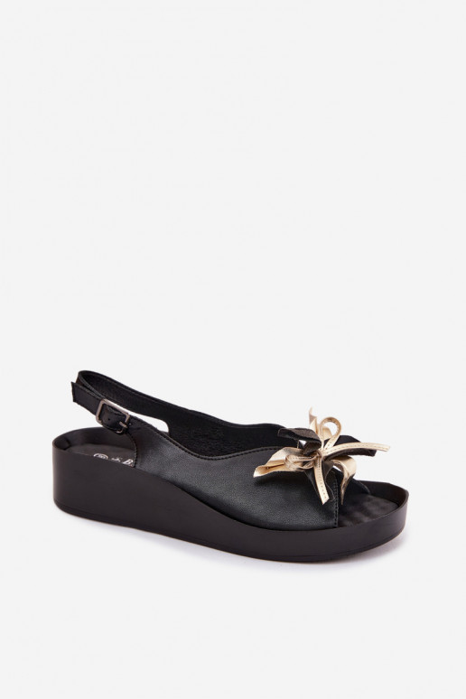 Women's sandals with ornaments S.Barski KV61-6045 black color