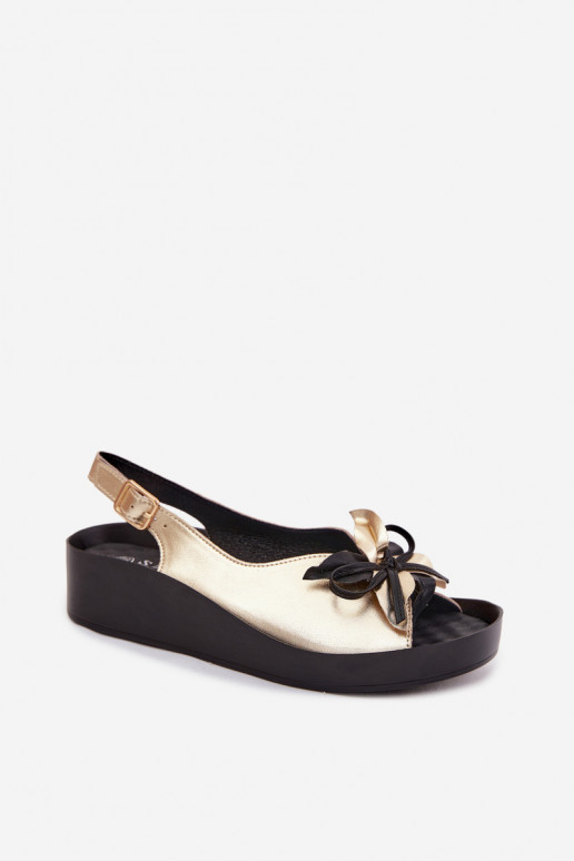Women's sandals with ornaments S.Barski KV61-6045 gold color