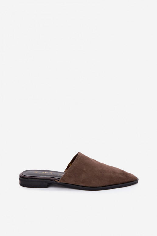 Zamszowe mule D&A JC61-1004 w kolorze khaki