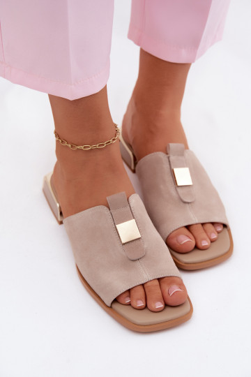 Suede Slides With Gold Decorations D&A CR61-3061 Black