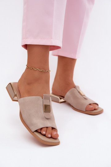 Suede Slides With Gold Decorations D&A CR61-3061 Black 2