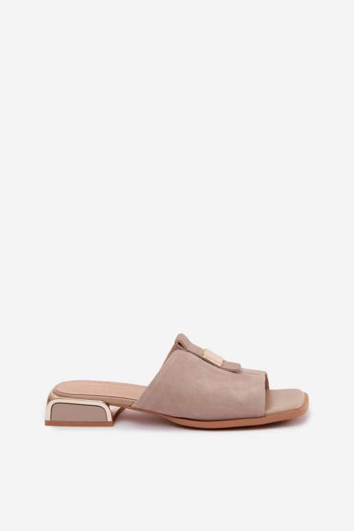 Suede Slides With Gold Decorations D&A CR61-3061 Black