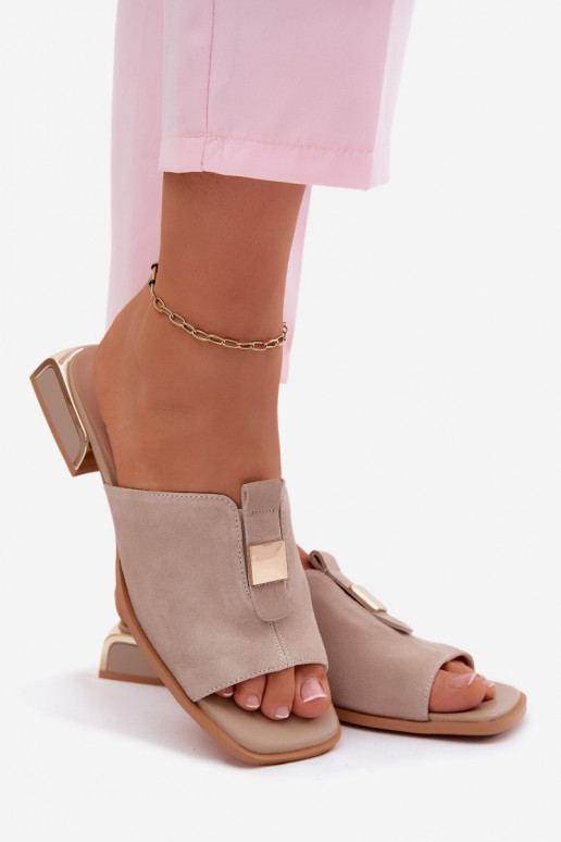 Elegant suede slippers D&A JC61-1002 sand