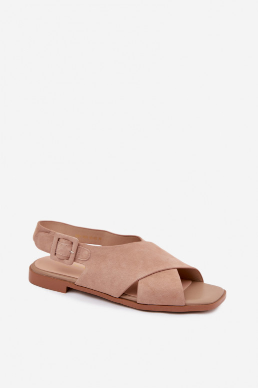 Suede sandals with wide heels D&A JC61-1001 sand