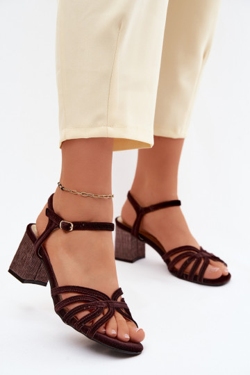 Velvet Women's Block Heel Sandals D&A SR61-0102 Bordeaux 2