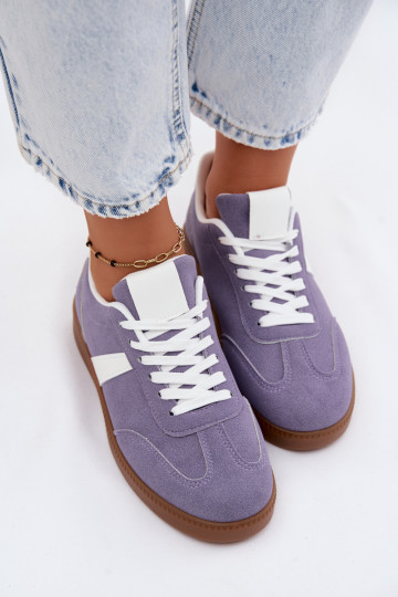 Sneakersy DamskiewithImitacji Zamszu Fioletowe Calira