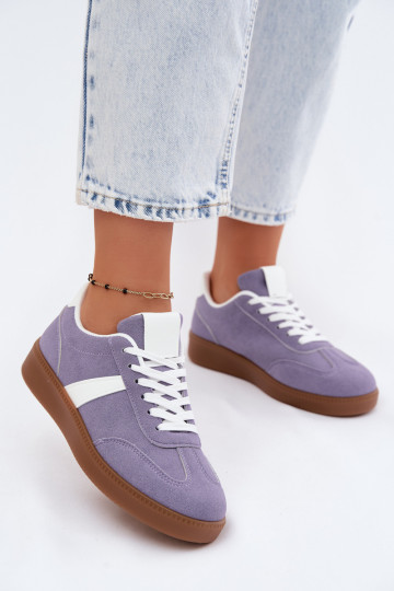 Women's Faux Suede Sneakers Purple Calira 2