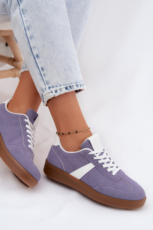 Sneakers with faux suede imitation violet Calira