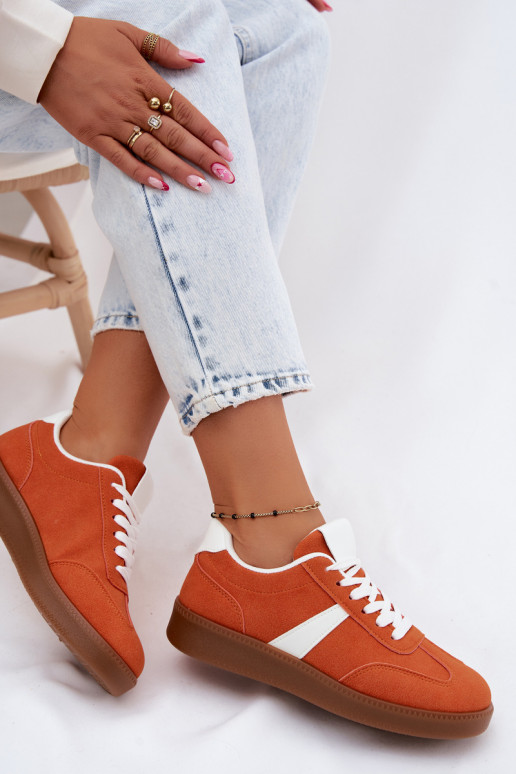 Women's Suede-Like Sneakers Orange Calira