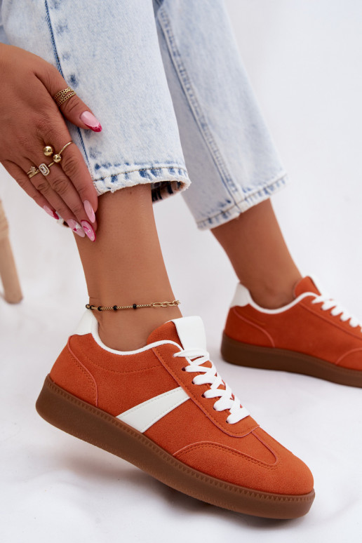 Sneakers with faux suede imitation orange Calira