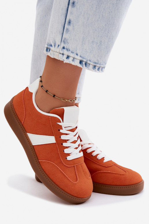 Women's Suede-Like Sneakers Orange Calira