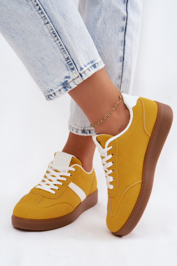 Sneakers with faux suede imitation yellow Calira