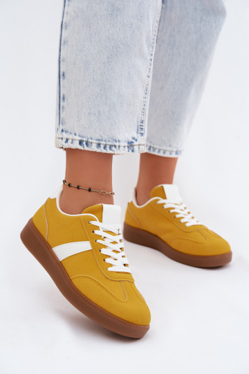 Sneakers with faux suede imitation yellow Calira 2